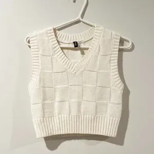 Clothing Cropped White Sweater Vest H&M Tops Womens White